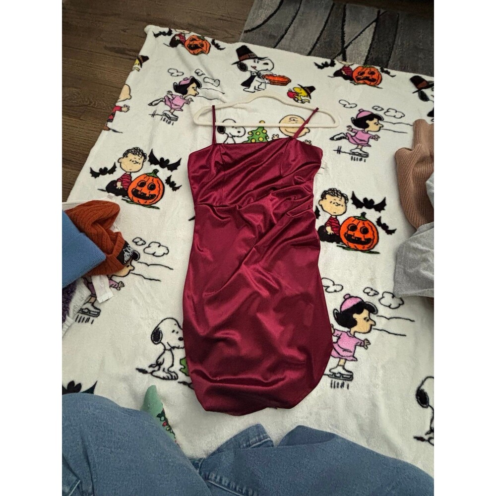 Emerald Sundae Red Silk Like Dress - Size Medium